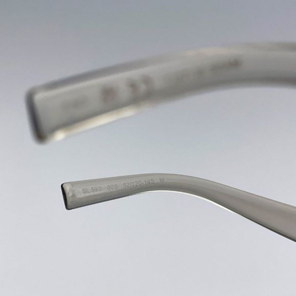 Saint Laurent SL593 003 Sunglasses Beige Grey Silver Square Unisex - Picture 11 of 12